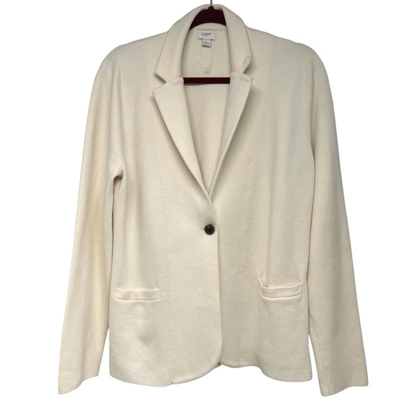 J. Crew Factory Schoolboy Sweater Blazer Ivory Single Button Women’s Large - Picture 4 of 10